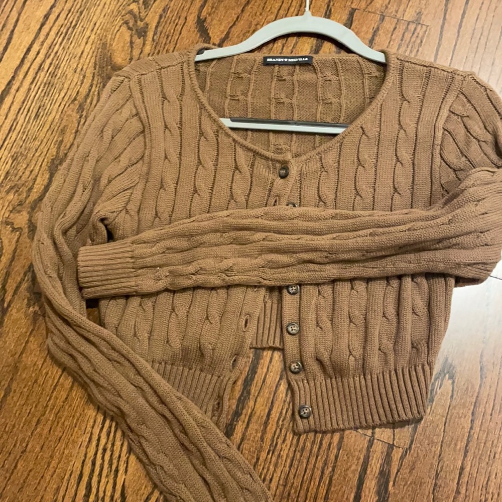 Brandy melville cropped cable cardigan